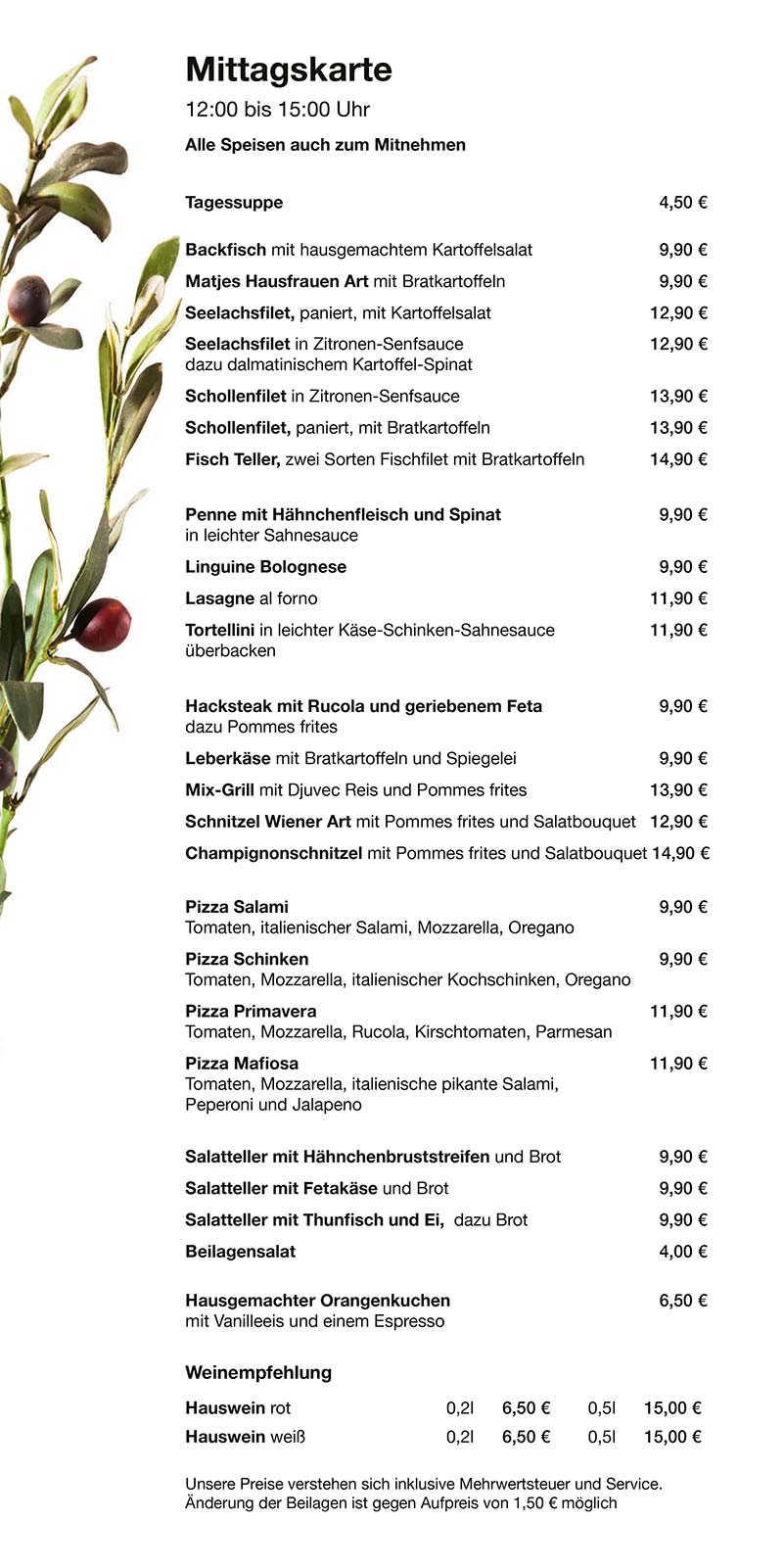 Mittagskarte Topi Restaurant