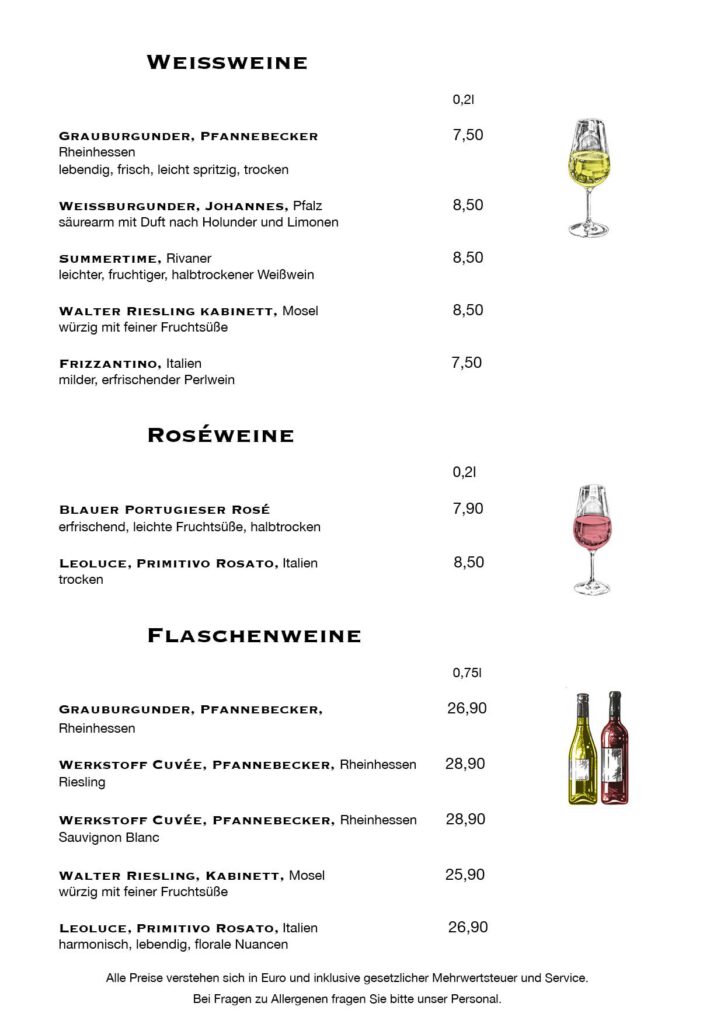 Getränkekarte Topi Restaurant